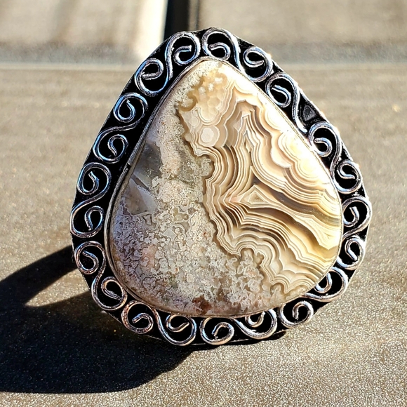 New Crazy Lace Agate 925 Silver Ring. - Picture 9 of 10